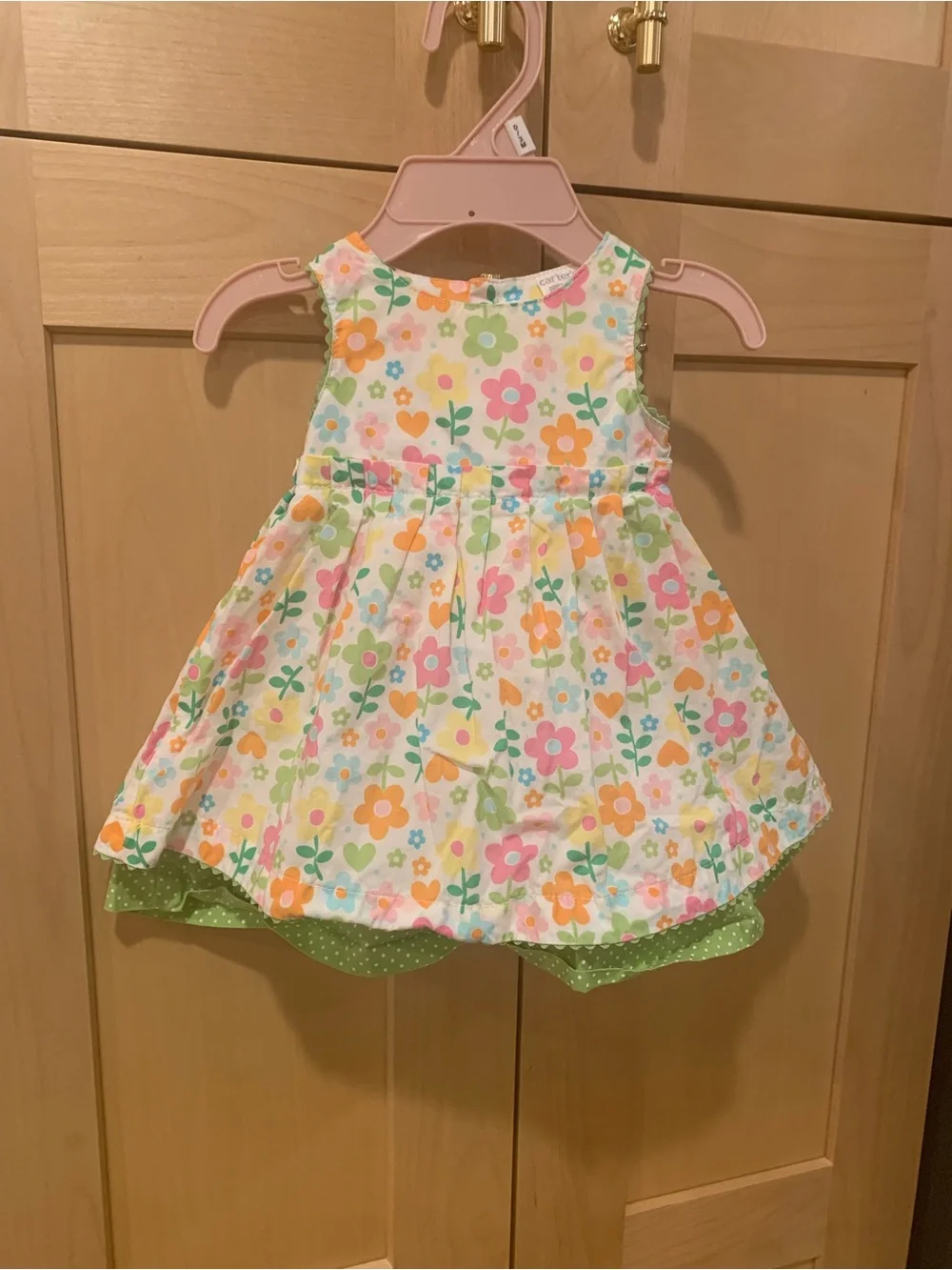 Carter Cotton White Floral Dress with Pink, Orange, Yellow and Green Accents